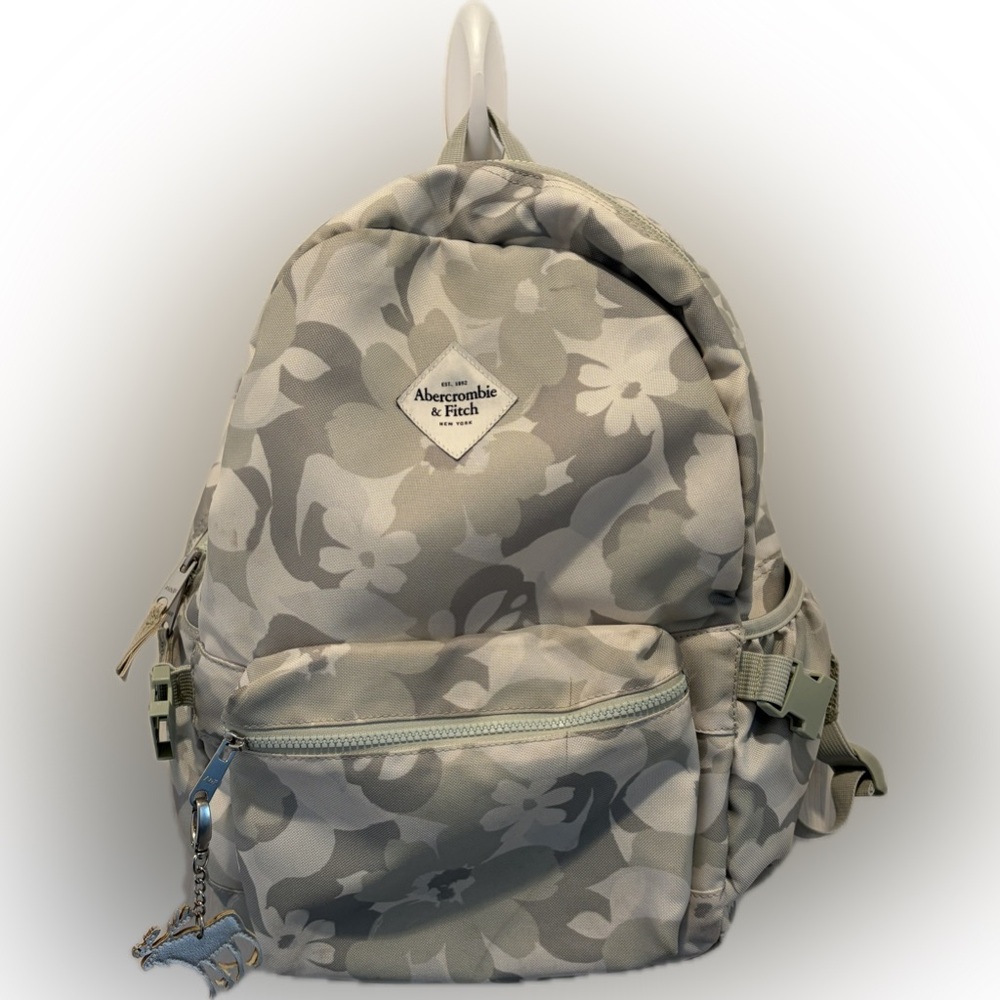 Abercrombie & Fitch Kids Light Gray Floral Print Backpack